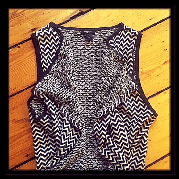 Ann Taylor 100%cotton chevron sleeveless cardiganS - Picture 5 of 11